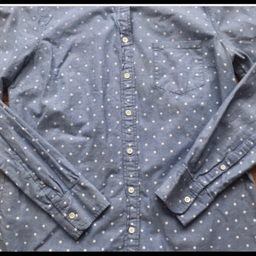 Chambray Button Up With White Polka Dots - image 3